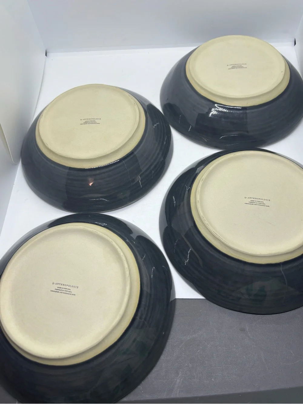 Anthropologie Old HavanaGlazed Stoneware Pasta/Soup Bowl - Slate Gray (Set of 4)